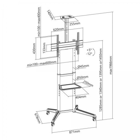 Podni nosač sa točkićima za TV  37-70" 50kg SBOX FS-401