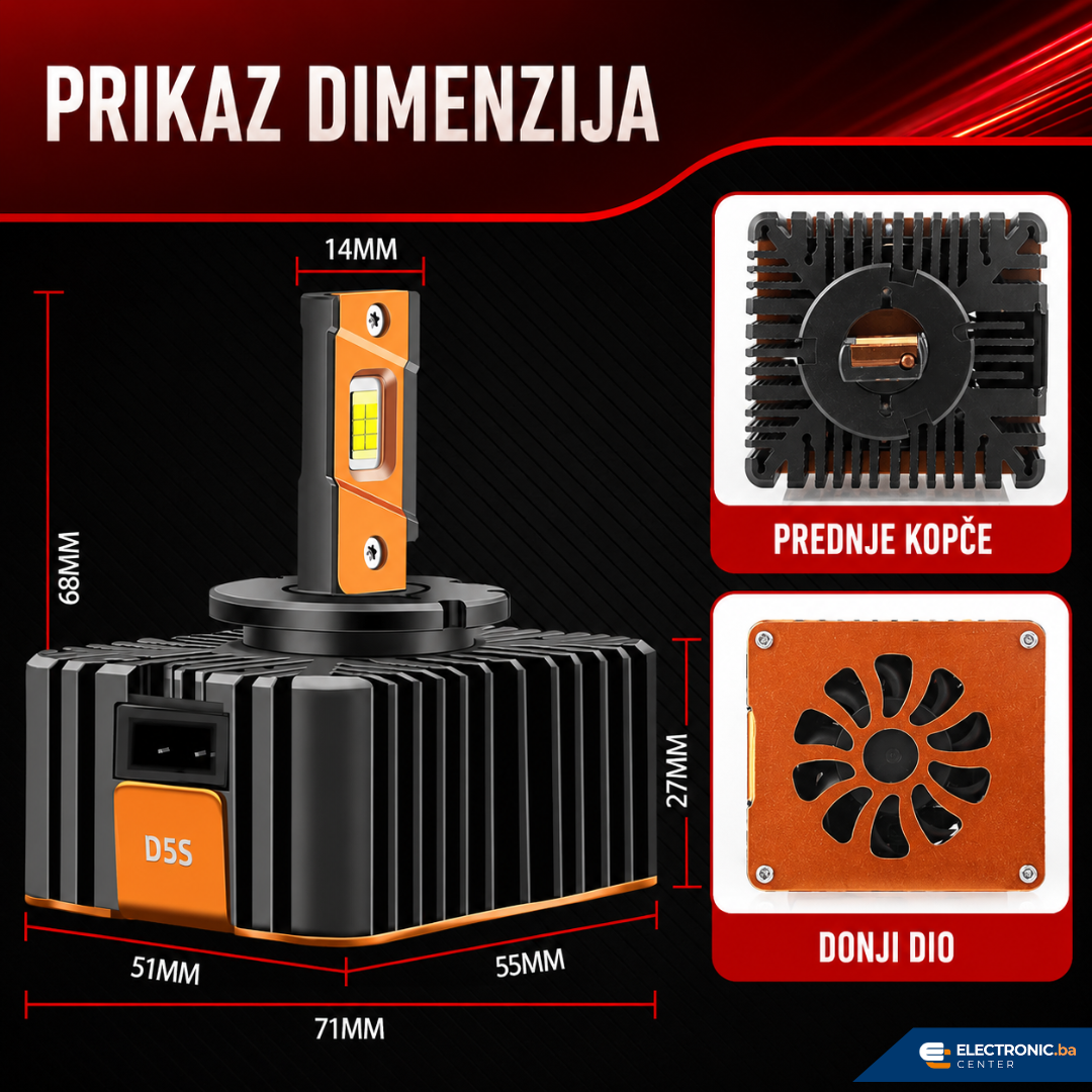 Auto sijalica M18-D5S LED  6000K ROADSUN - slika 5
