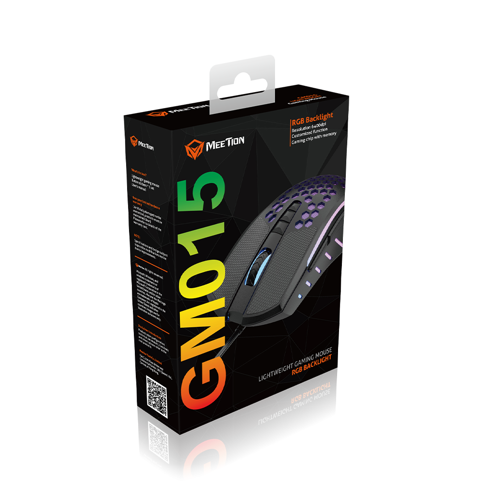 Žični USB gaming miš sa RGB osvjetljenjem MEETION GM015 crni