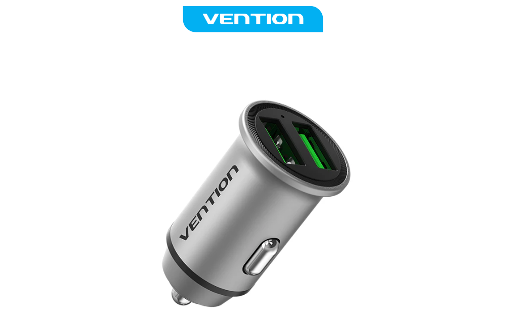 Auto punjač USB-A USB-C 18W VENTION sivi
