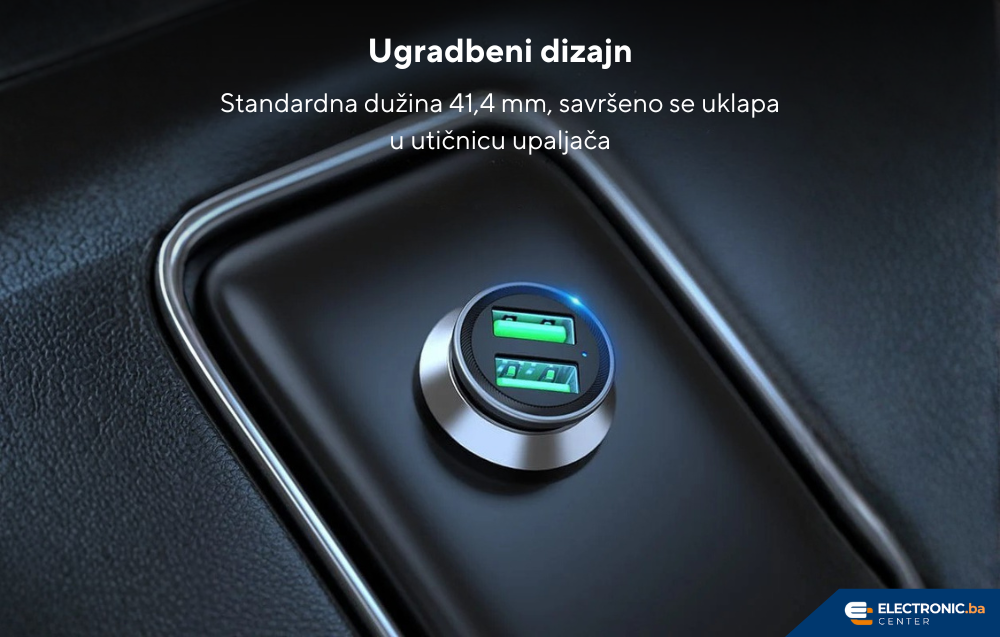 Auto punjač USB-A USB-C 18W VENTION sivi