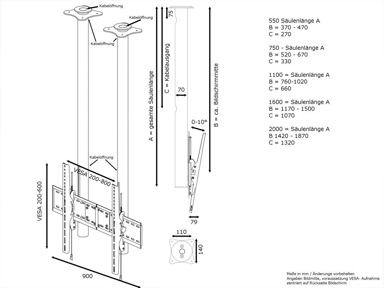 Stropni nosač za  TV 75 - 110" 80kg CMB1624-0001