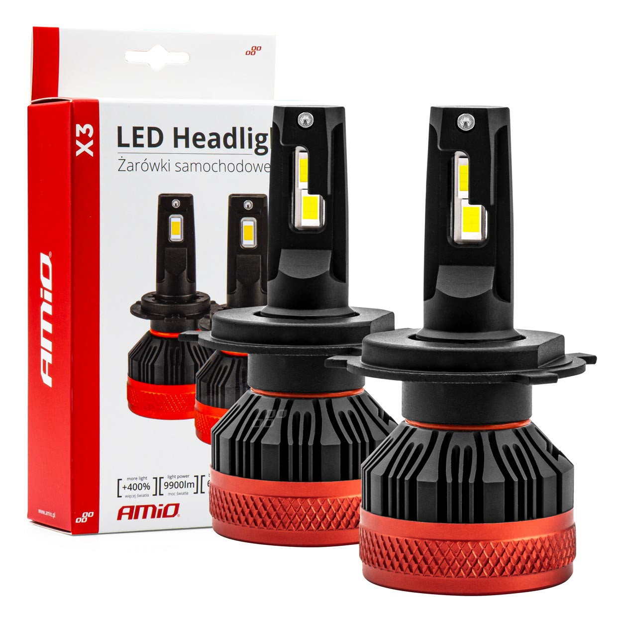 Auto sijalica H4 H19 X3 LED 6500K AMIO