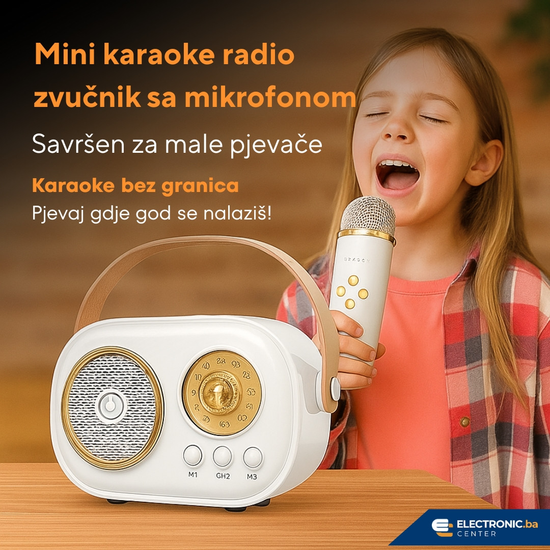 Mini karaoke radio zvučnik sa mikrofonom JOJOCUT C20 bijeli