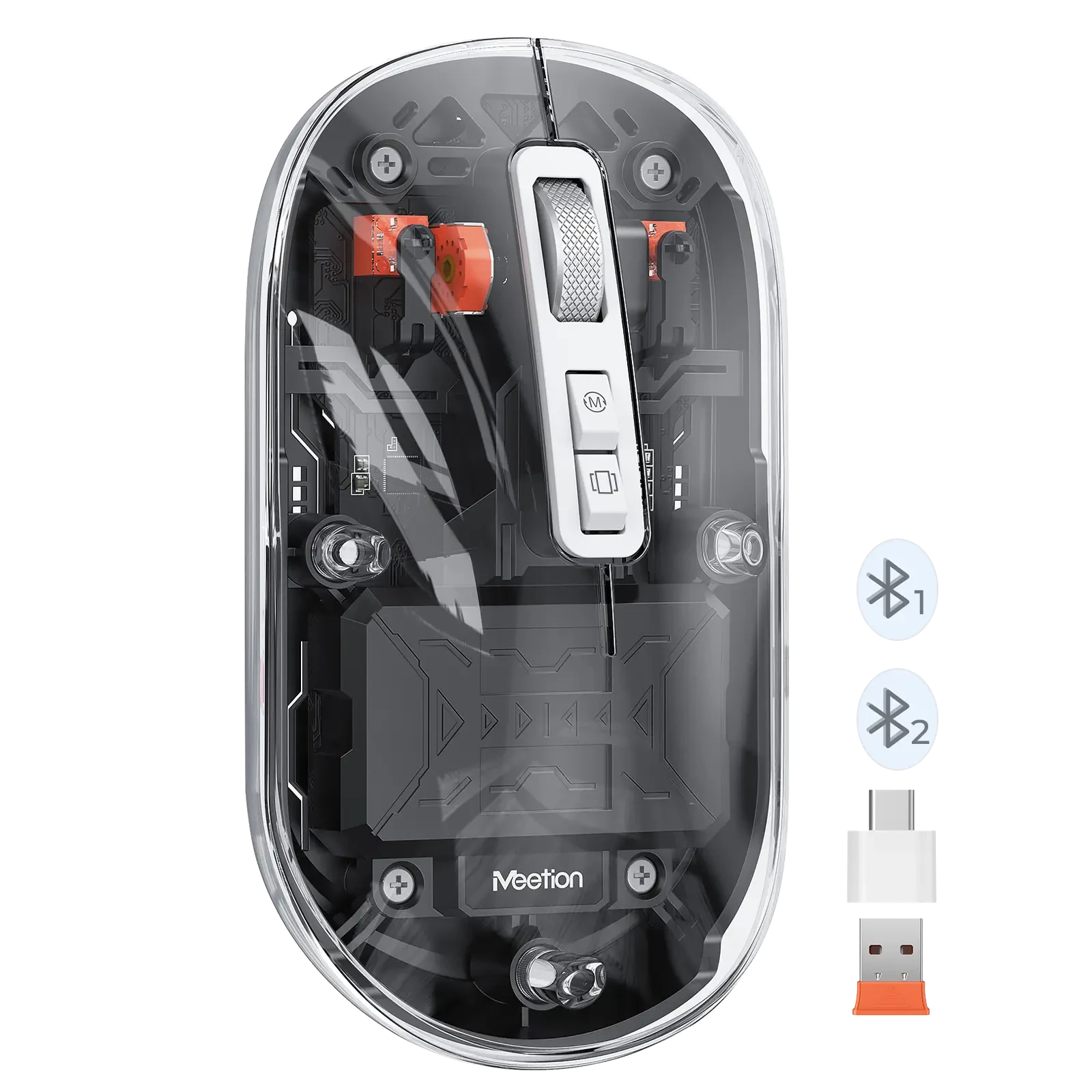 Punjivi bežični bluetooth slim miš MEETION BTM005 providno crni