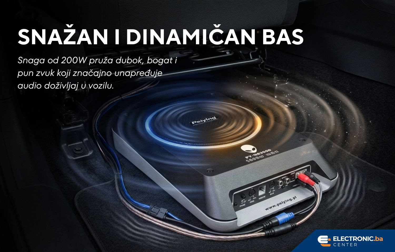 Aktivni Subwoofer za ispod sjedišta PEYING PY-NB3000 200W