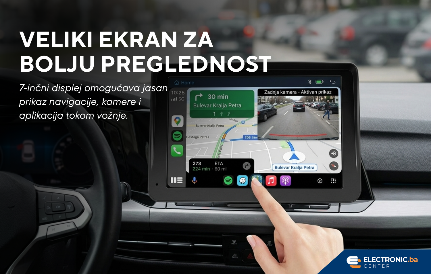 Multimedija za auto sa rikverc kamerom, carplay, android auto nadgradbena 7 inch - slika 4