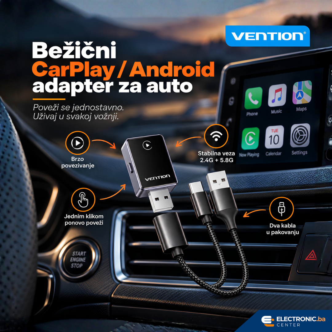 Praktični bežični auto adapter CarPlay VENTION KRYH0 - slika 2
