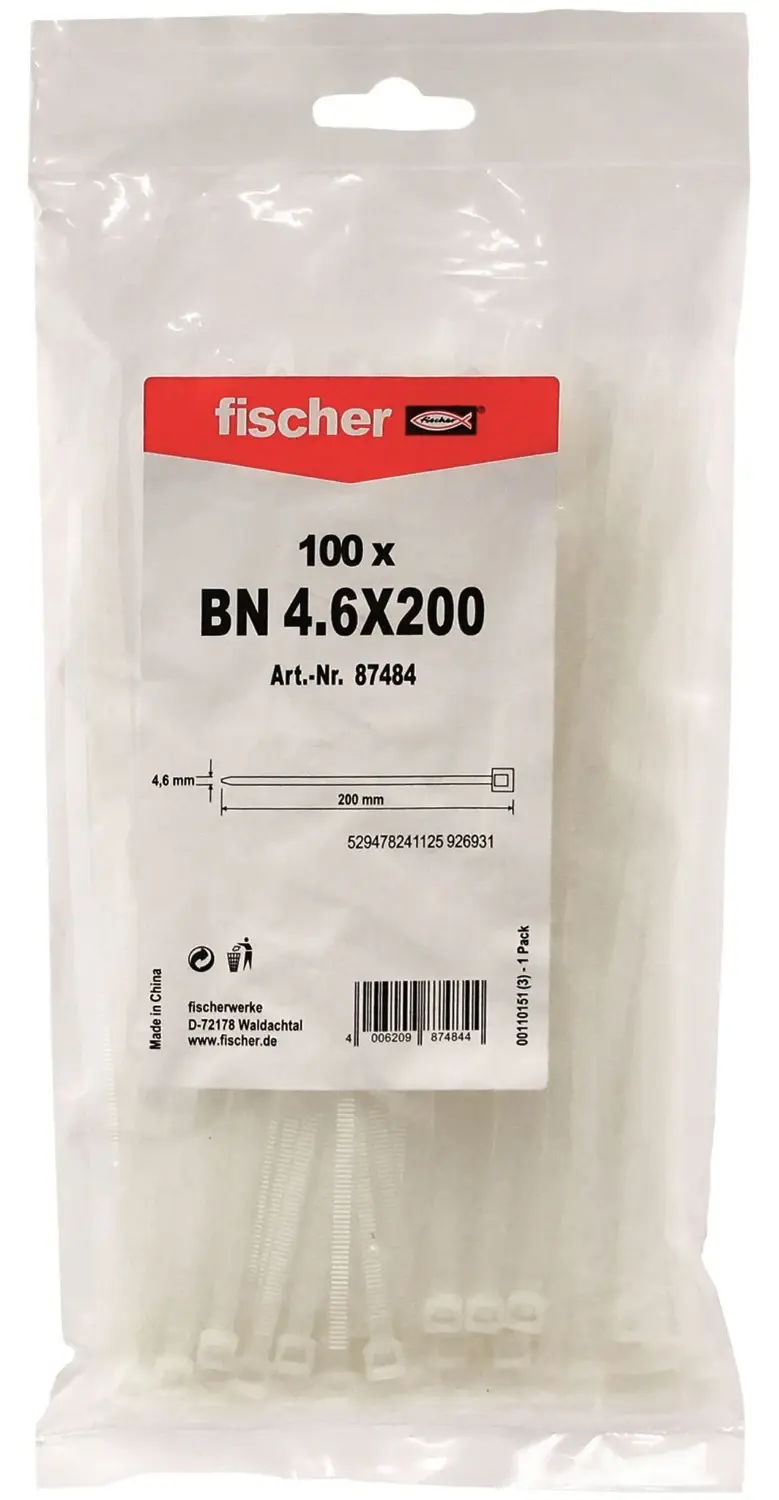 Vezica za kablove 4.6x200 FISCHER SET 100/1 bijela