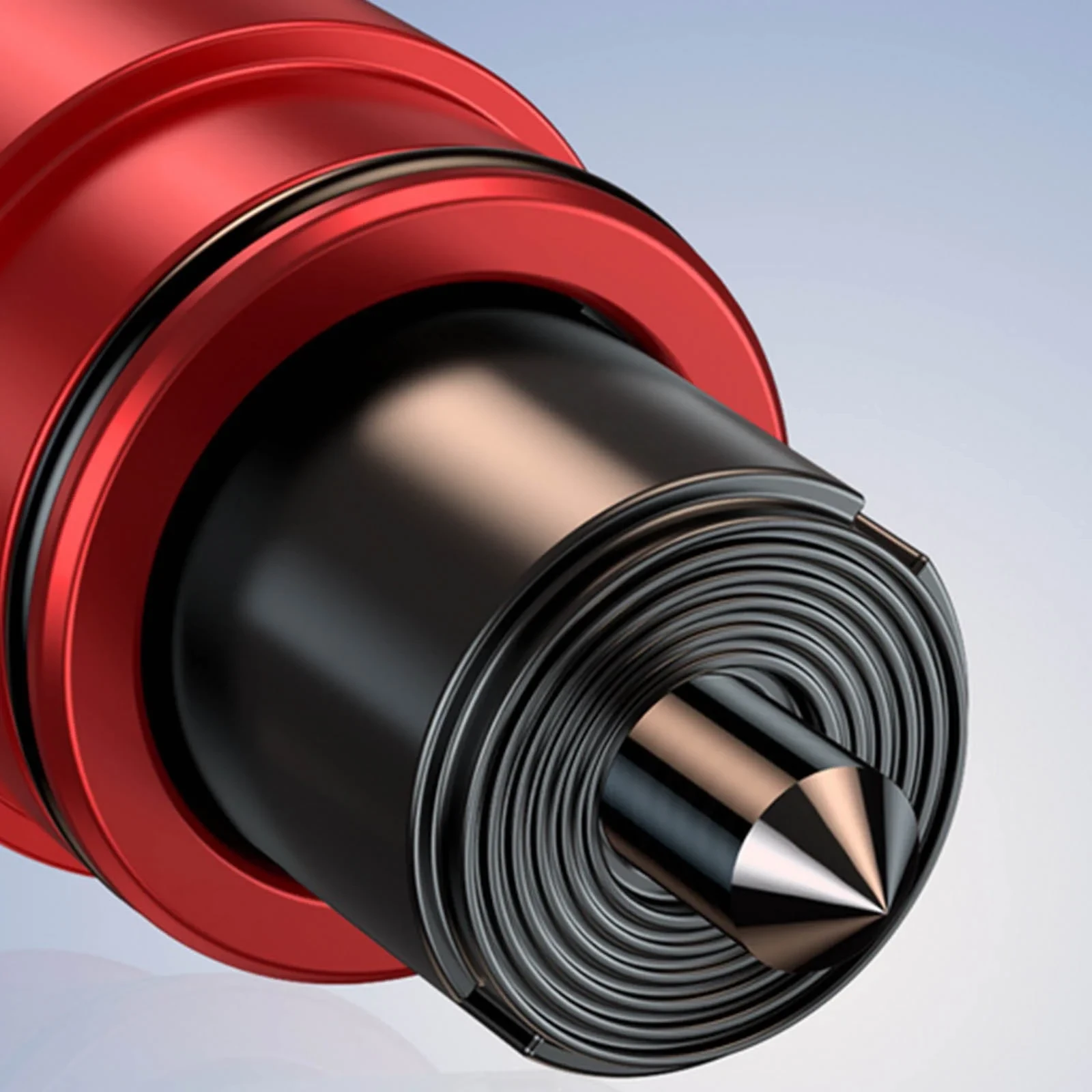 Mini čekić za razbijanje stakla sa rezačem pojasa crveni