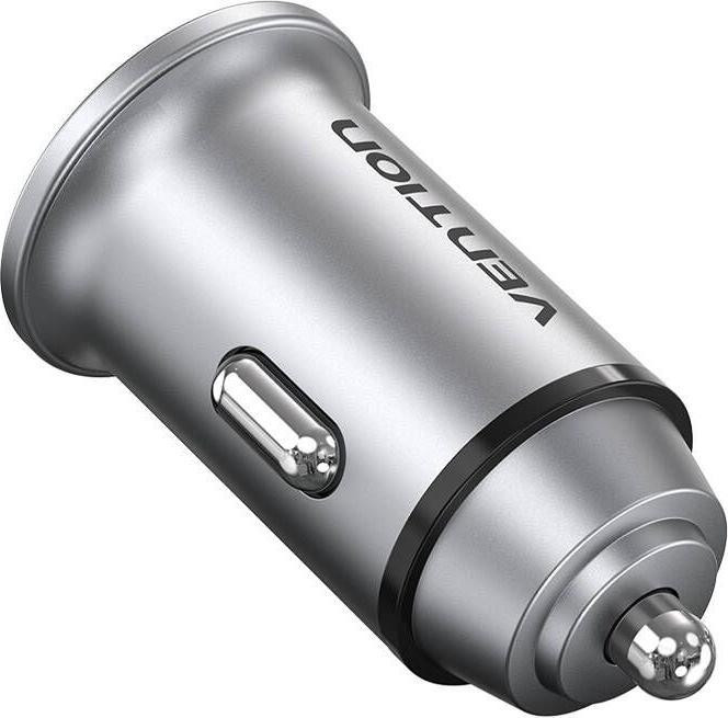 Auto punjač USB-A USB-C 20W VENTION sivi