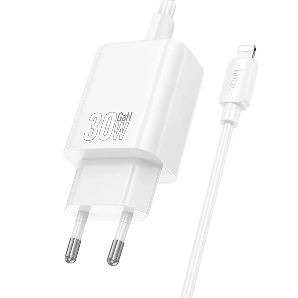 Punjač USB-A USB-C 30W sa Lightning kablom HOCO N63 1m bijeli