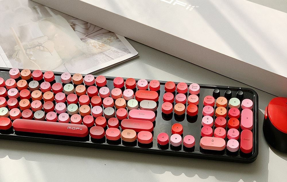 Retro set bežična tastatura i miš MOFII Sweet crno crvena