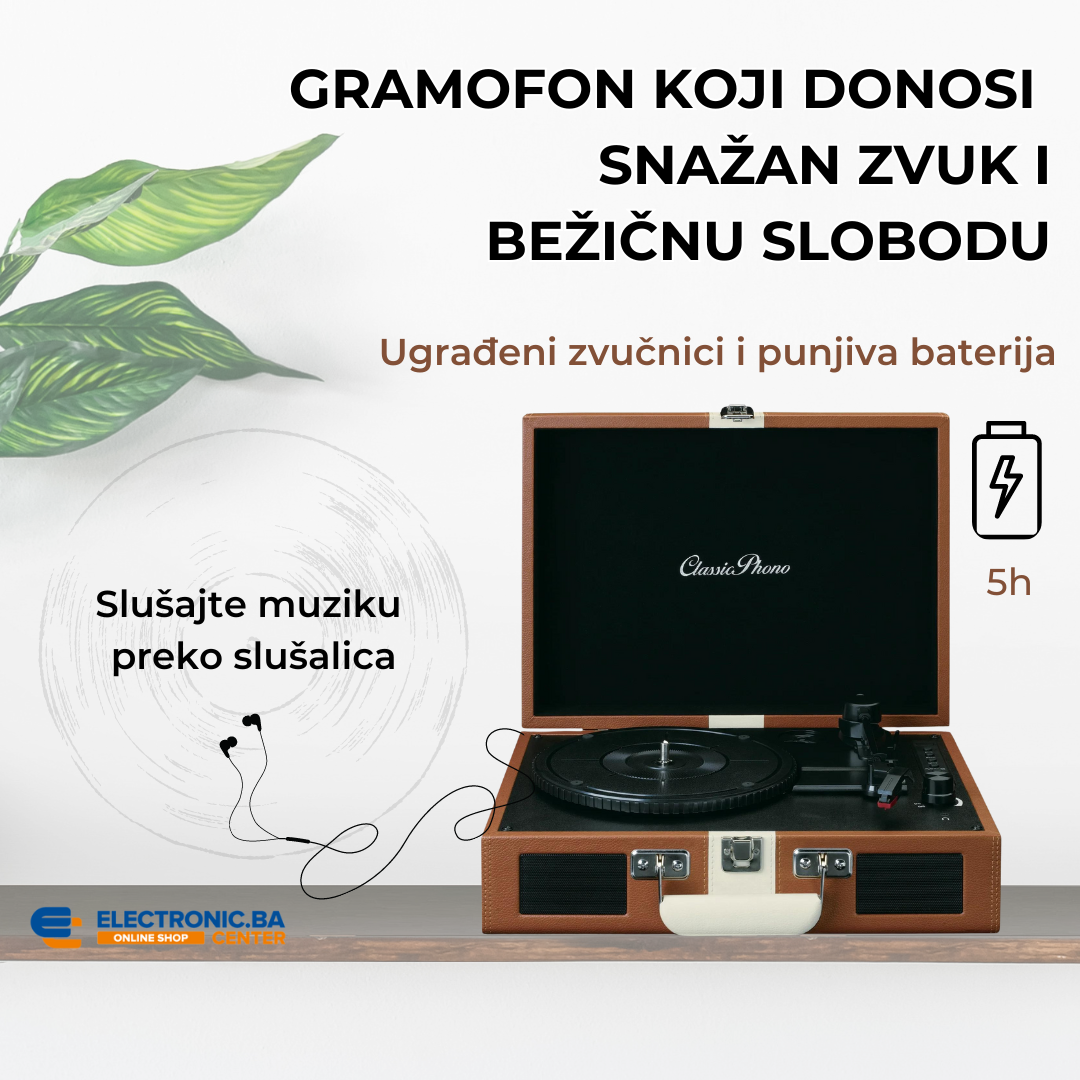 Retro gramofon LENCO TT-120 sa zvučnicima i baterijom