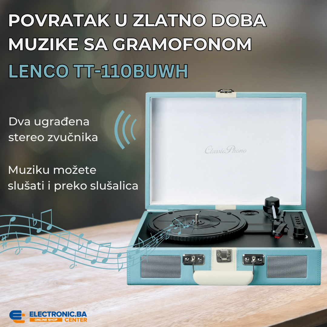 Klasični retro gramofon LENCO TT-110BUWH