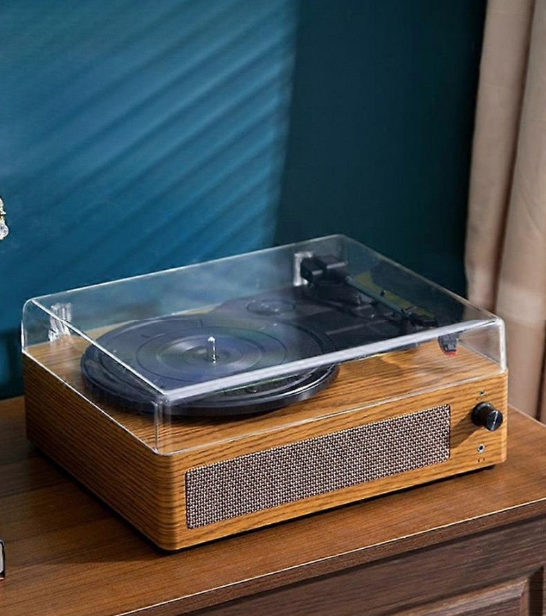 Retro drveni gramofon sa integrisanim zvučnicima i poklopcem TR108A