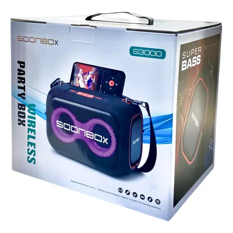 Prijenosni bluetooth karaoke zvučnik sa dva mikrofona SOONBOX S3000 plavi