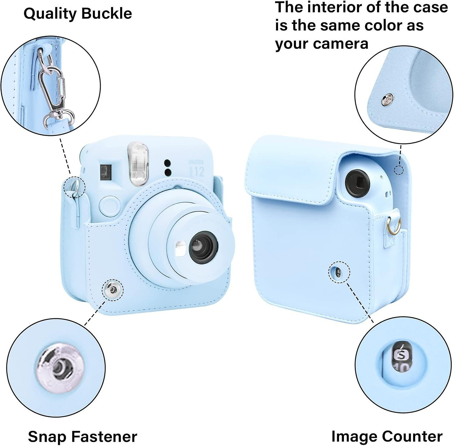 Zaštitna kožna futrola za FUJIFILM INSTAX Mini 12 aparat pastel blue