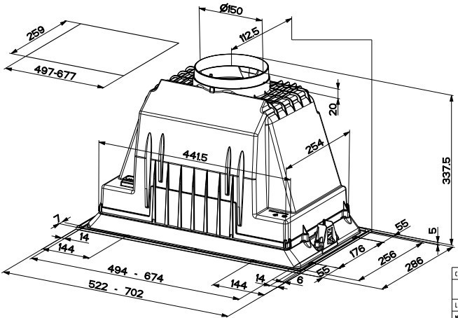 Potpuno ugradbena kuhinjska napa FABER Inka Plus HCS BK A52