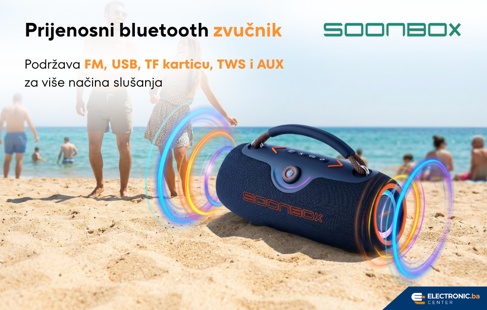 Prijenosni bluetooth zvučnik FM radio SOONBOX S9702 plavi