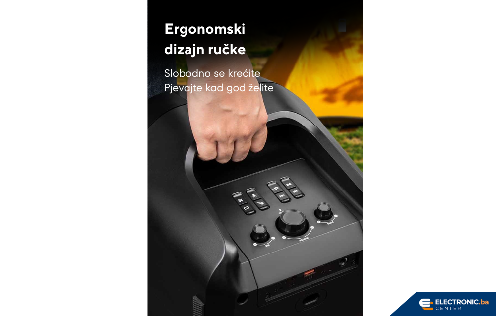Prijenosni bluetooth karaoke zvučnik sa mikrofonom FM radio SOONBOX S6006A crni