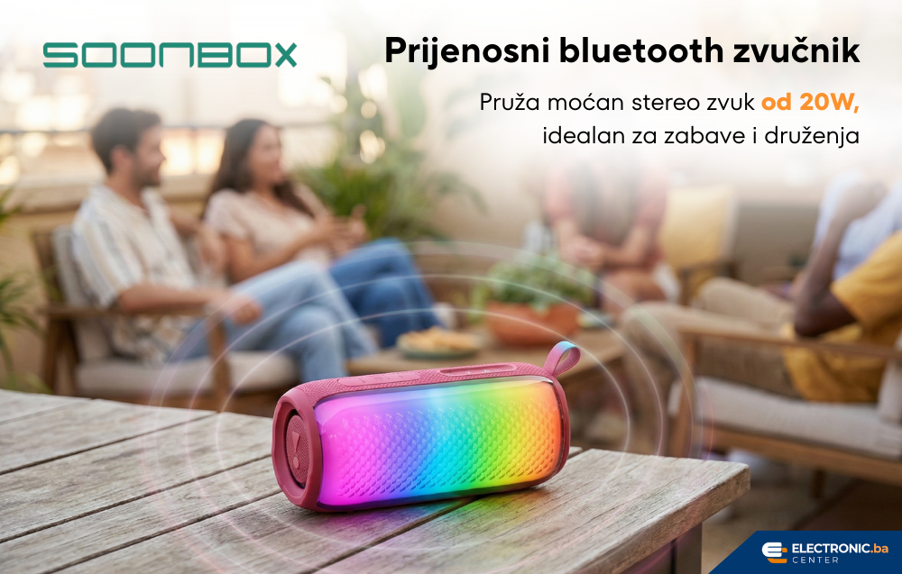 Prijenosni bluetooth zvučnik FM radio SOONBOX S3500PRO rozi