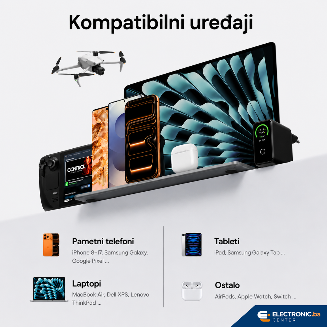 Punjač 3xUSB-C 1xUSB-A 140W sa USB-C kablom 1m VENTION crni