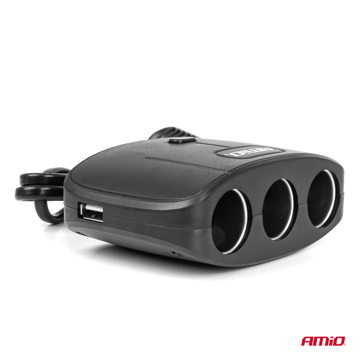 Razdjenik za auto upaljač  sa 3 utičnice i 2 USB porta 100W AMIO