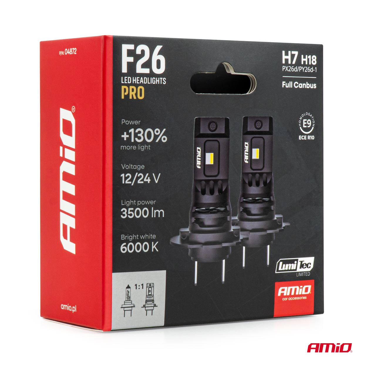 Auto sijalica H7 H18 LED 6000K F26 Pro Lumitec Full Canbus AMIO - slika 6