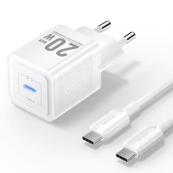 Punjač USB-C 20W sa USB-C kablom 1m VENTION bijeli
