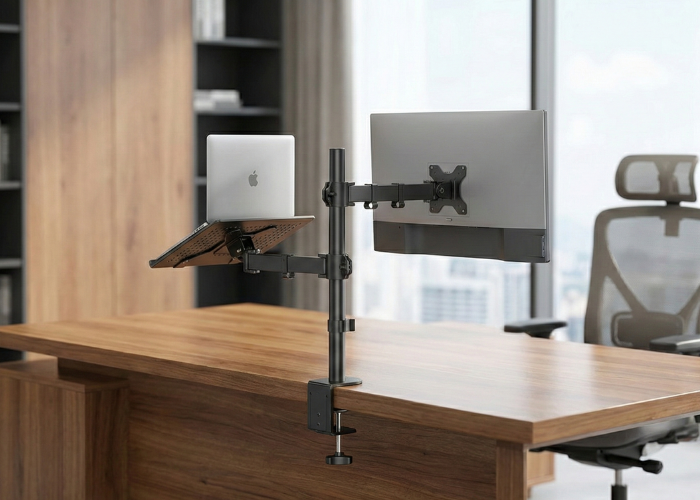 Stolni nosač za monitor i laptop koji omogućava fleksibilno pode&scaron;avanje visine i položaja ekrana