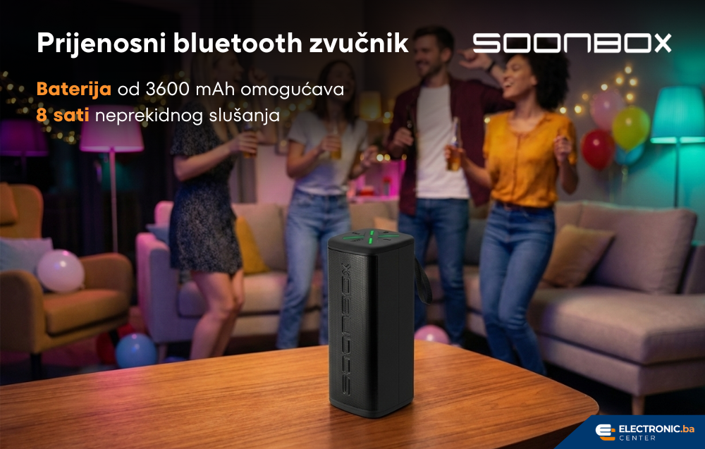 Prijenosni bluetooth zvučnik FM radio SOONBOX S2005 crni