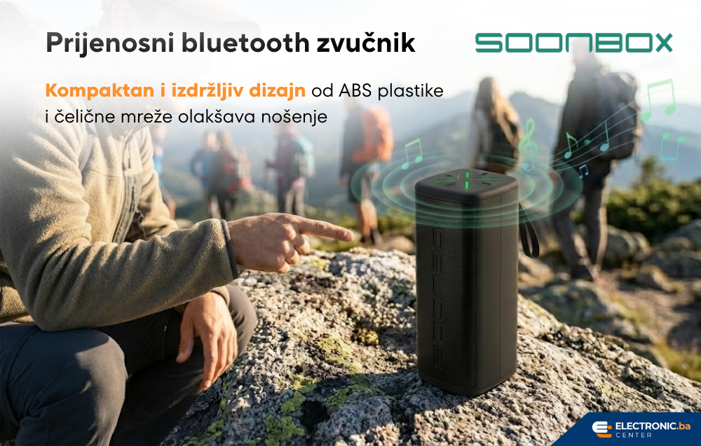 Prijenosni bluetooth zvučnik FM radio SOONBOX S2005 crni