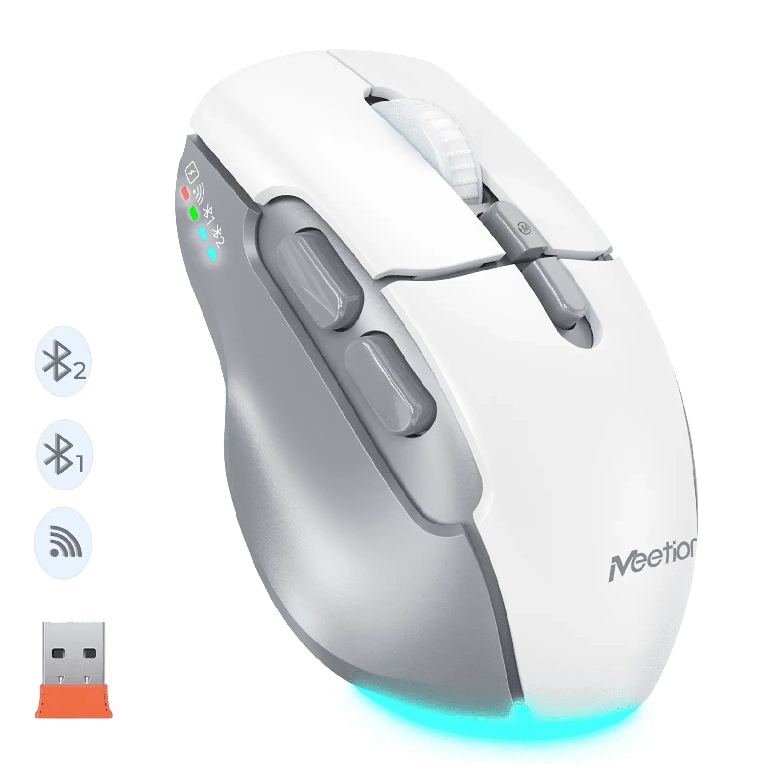 Ergonomski bežični bluetooth miš MEETION BTM001 bijelo sivi