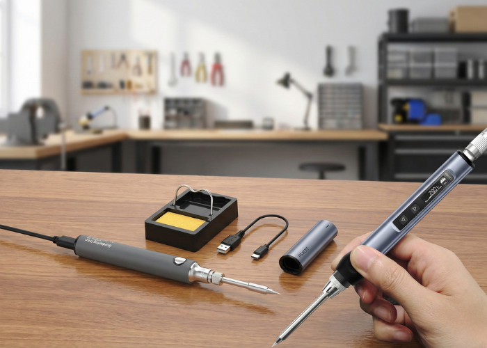 Lemilica s digitalnim pode&scaron;avanjem temperature i priborom za precizno lemljenje u elektroničkoj radionici