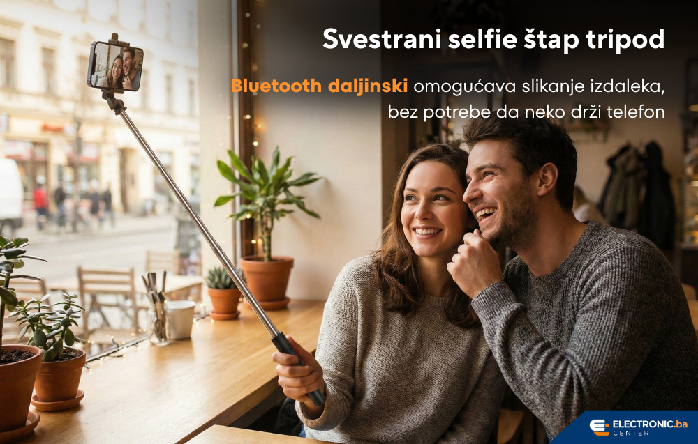 Svestrani selfie štap tripod 100cm sa led svijetlom i bluetooth daljinskim okidačem