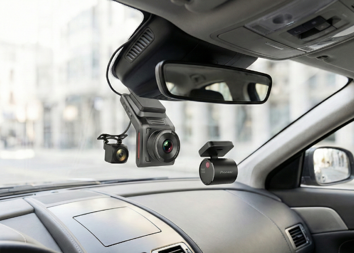 Auto kamera za auto postavljena iza retrovizora sa dodatnom kamerom, diskretno snimanje saobraćaja u vožnji