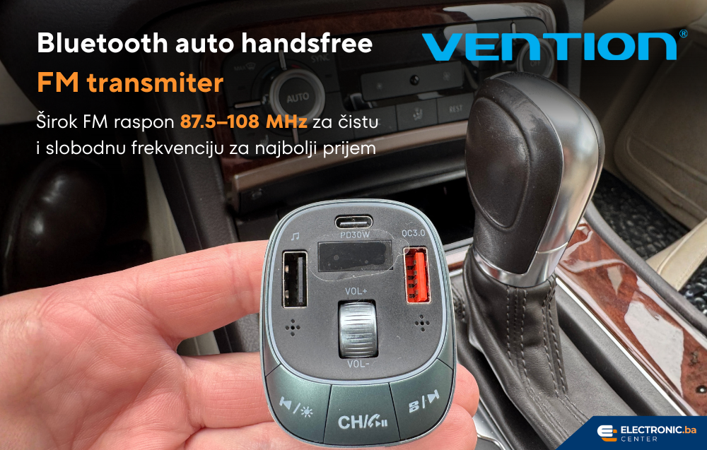 Bluetooth auto handsfree FM transmiter 30W VENTION FFLB0
