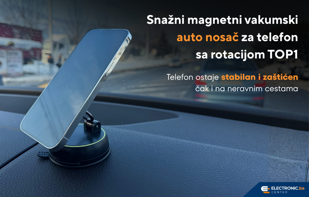 Snažni magnetni vakumski auto nosač za telefon sa rotacijom  TOP1