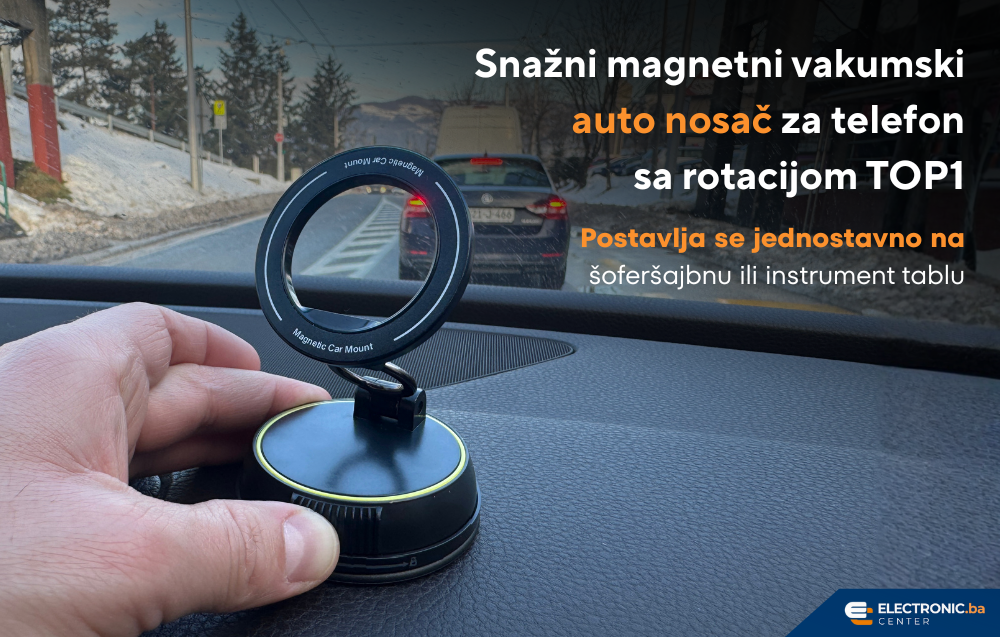 Snažni magnetni vakumski auto nosač za telefon sa rotacijom  TOP1