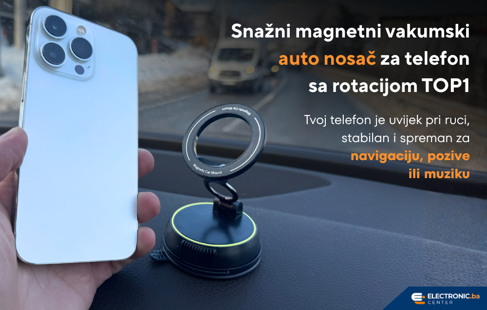 Snažni magnetni vakumski auto nosač za telefon sa rotacijom  TOP1