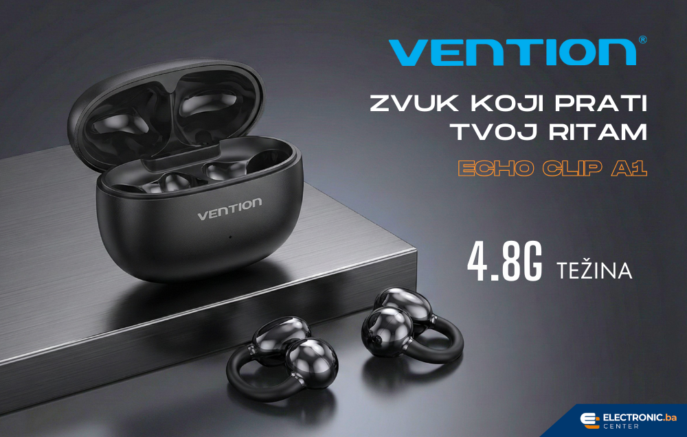 Bežične Bluetooth slušalice VENTION Echo Clip A1 crne