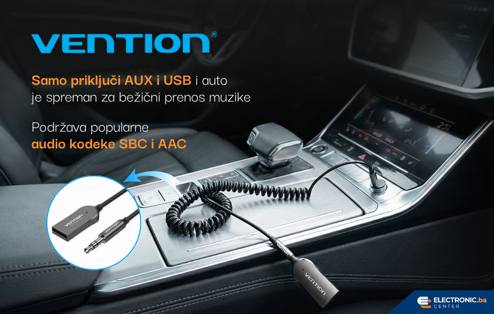 Bluetooth AUX 3.5mm adapter za auto VENTION
