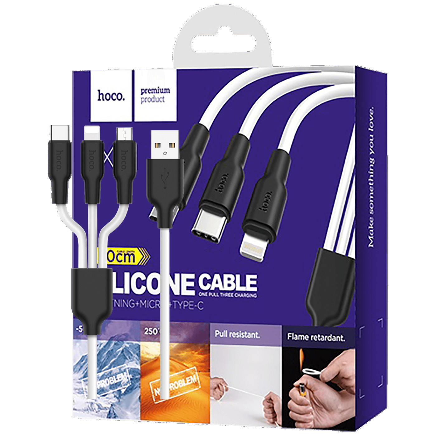 Kabal USB-C na USB Lightning USB-C Micro HOCO 3u1 1.2m