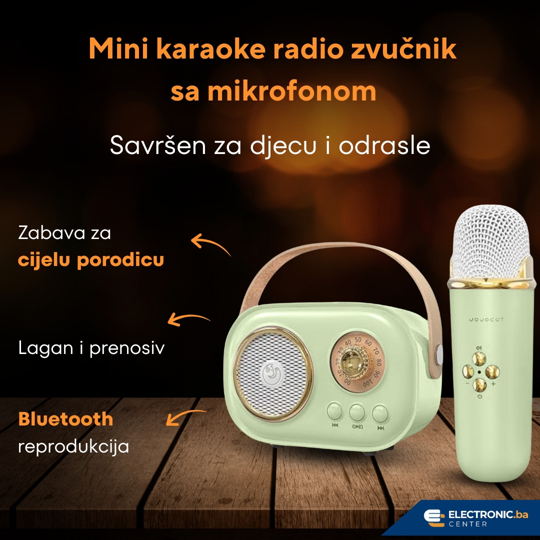 Mini karaoke radio zvučnik sa mikrofonom JOJOCUT C20 zeleni