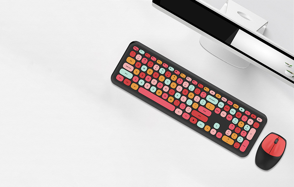 Retro set bežična tastatura i miš MOFII 666 crno crvena