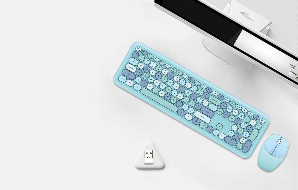 Retro set bežična tastatura i miš MOFII 666 plava