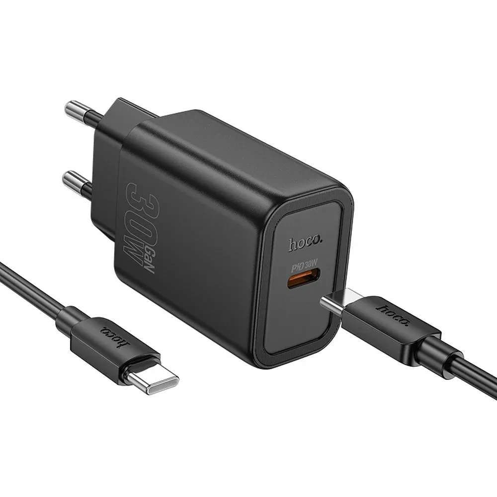 Punjač 30W sa kablom USB-C na UB-C 1m HOCO N62 crni