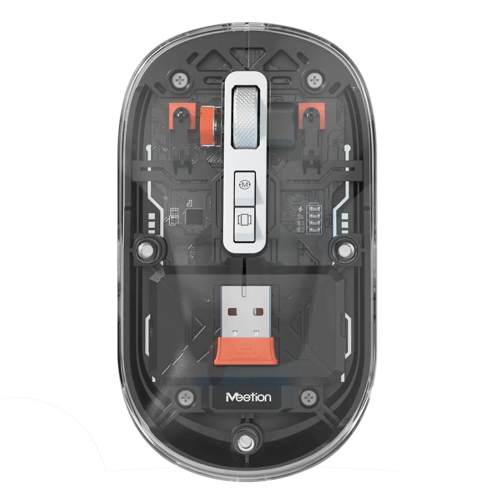 Punjivi bežični bluetooth slim miš MEETION BTM005 providno crni