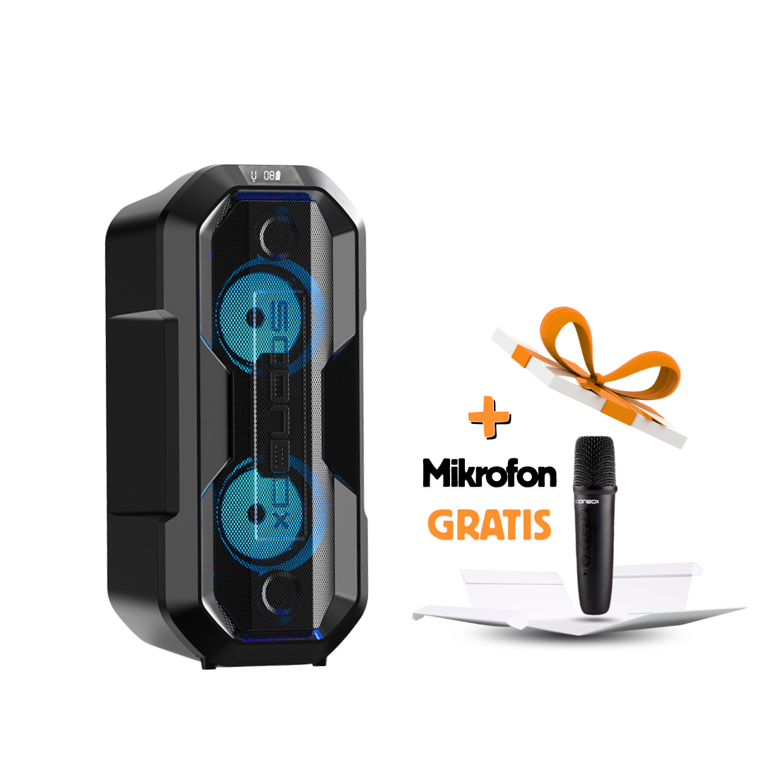 Prijenosni bluetooth karaoke zvučnik sa mikrofonom FM radio SOONBOX S6006A crni